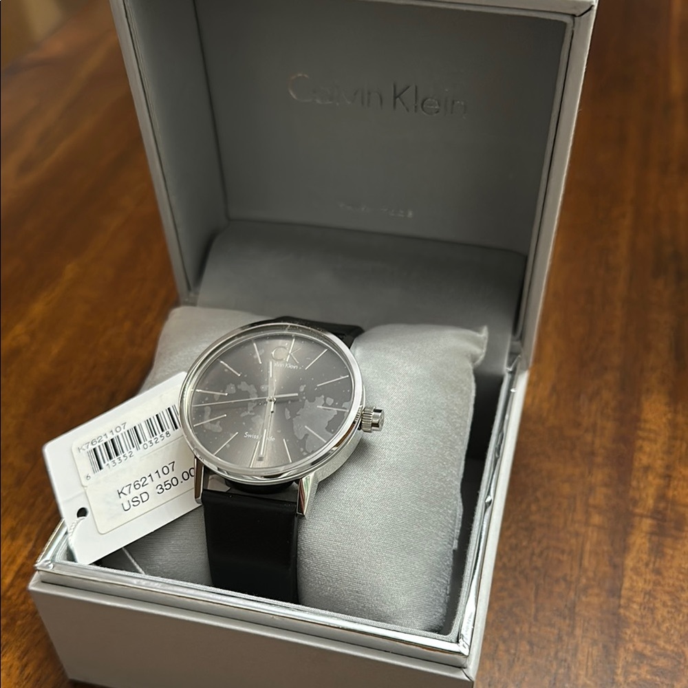 Calvin Klein Men's Silver and Black Watch